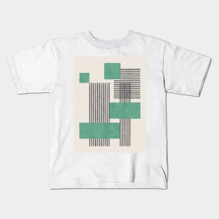 Stripes and Square Composition - Green Kids T-Shirt